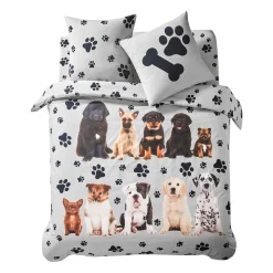 Bedlinnen Fièles in katoen met puppyprint