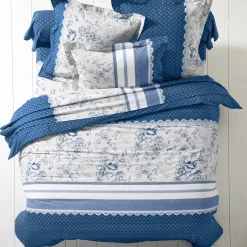 Bedlinnen Gabrielle in flanel met bloemenprint en kant