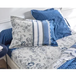 Bedlinnen Gabrielle in flanel met bloemenprint en kant