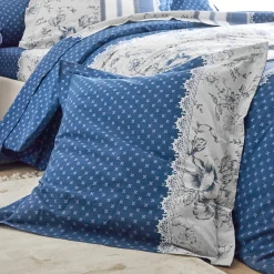 Bedlinnen Gabrielle in flanel met bloemenprint en kant