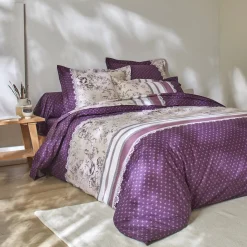 Bedlinnen Gabrielle in flanel met bloemenprint en kant