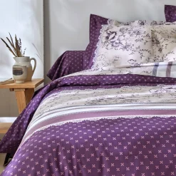Bedlinnen Gabrielle in flanel met bloemenprint en kant