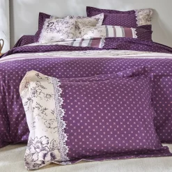 Bedlinnen Gabrielle in flanel met bloemenprint en kant