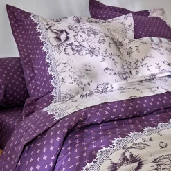 Bedlinnen Gabrielle in flanel met bloemenprint en kant