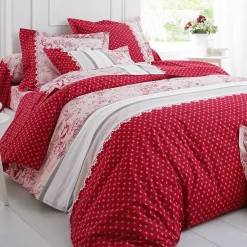 Bedlinnen Gabrielle in flanel met bloemenprint en kant