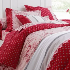 Bedlinnen Gabrielle in flanel met bloemenprint en kant