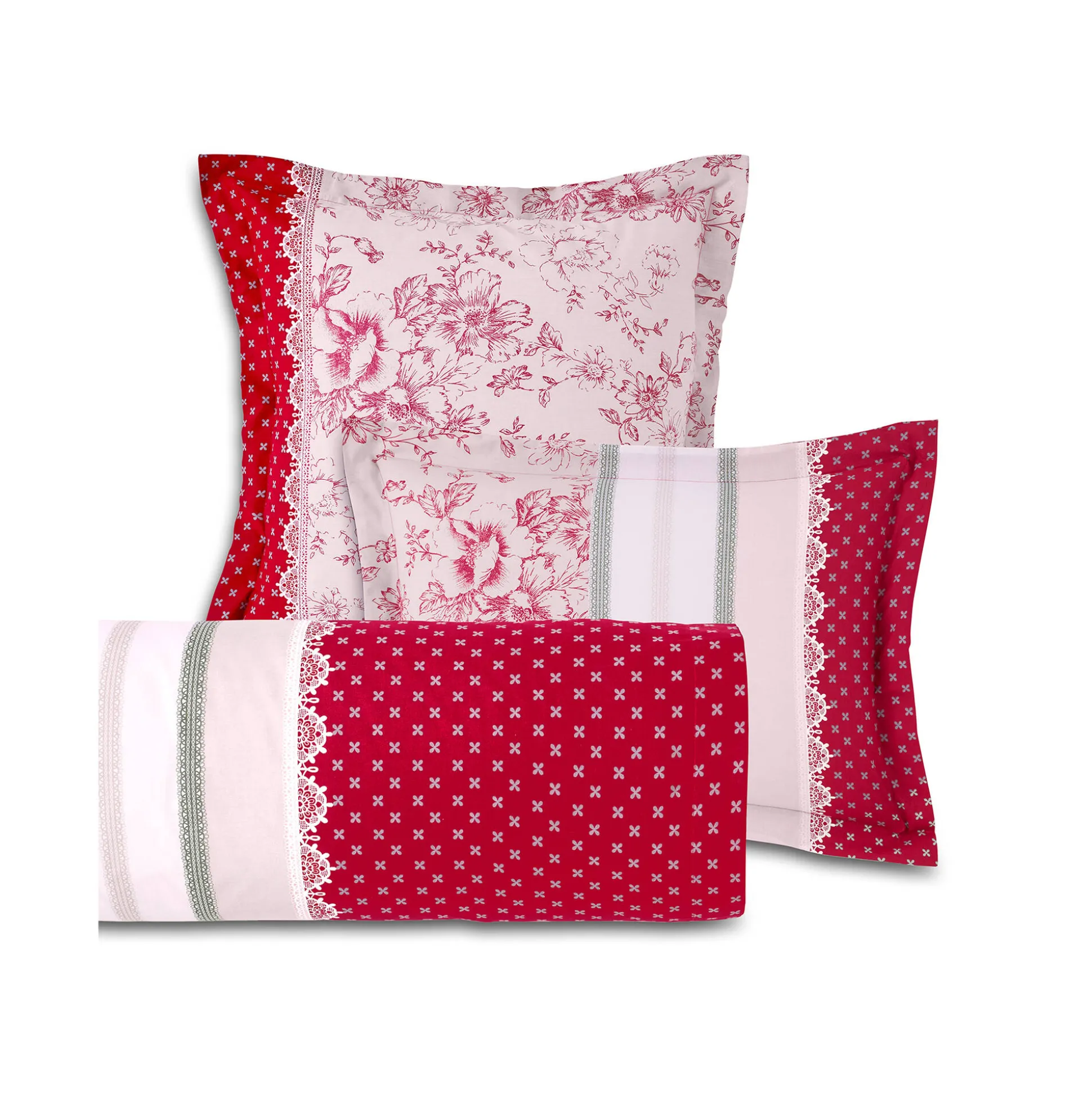 Bedlinnen Gabrielle in flanel met bloemenprint en kant
