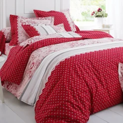 Bedlinnen Gabrielle in flanel met bloemenprint en kant