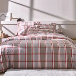 Bedlinnen in flanel Scott, ingeweven motieven