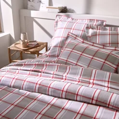 Bedlinnen in flanel Scott, ingeweven motieven