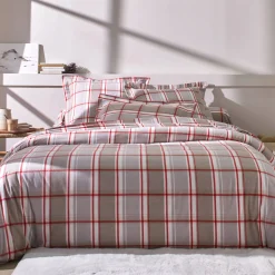 Bedlinnen in flanel Scott, ingeweven motieven