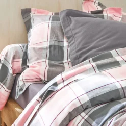 Bedlinnen in flanel Scott, ingeweven motieven