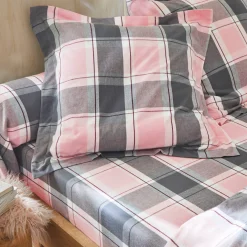 Bedlinnen in flanel Scott, ingeweven motieven