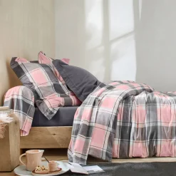 Bedlinnen in flanel Scott, ingeweven motieven