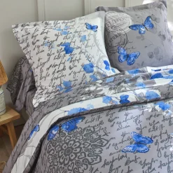 Bedlinnen in katoen Célestine met bloem- en vlindermotieven
