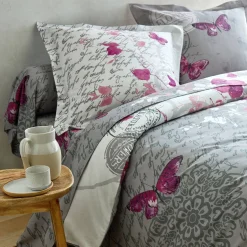 Bedlinnen in katoen Célestine met bloem- en vlindermotieven