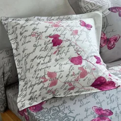 Bedlinnen in katoen Célestine met bloem- en vlindermotieven