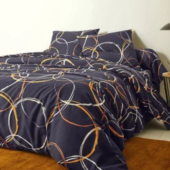 Bedlinnen in polyester-katoen Noémie met cirkelprint