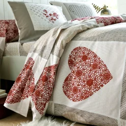 Bedlinnen Lovely in flanel met hartjesprint
