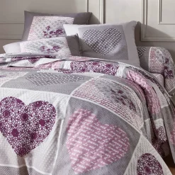 Bedlinnen Lovely in flanel met hartjesprint
