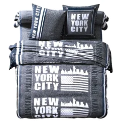 Bedlinnen Manhattan, in bedrukt polykatoen met New York print