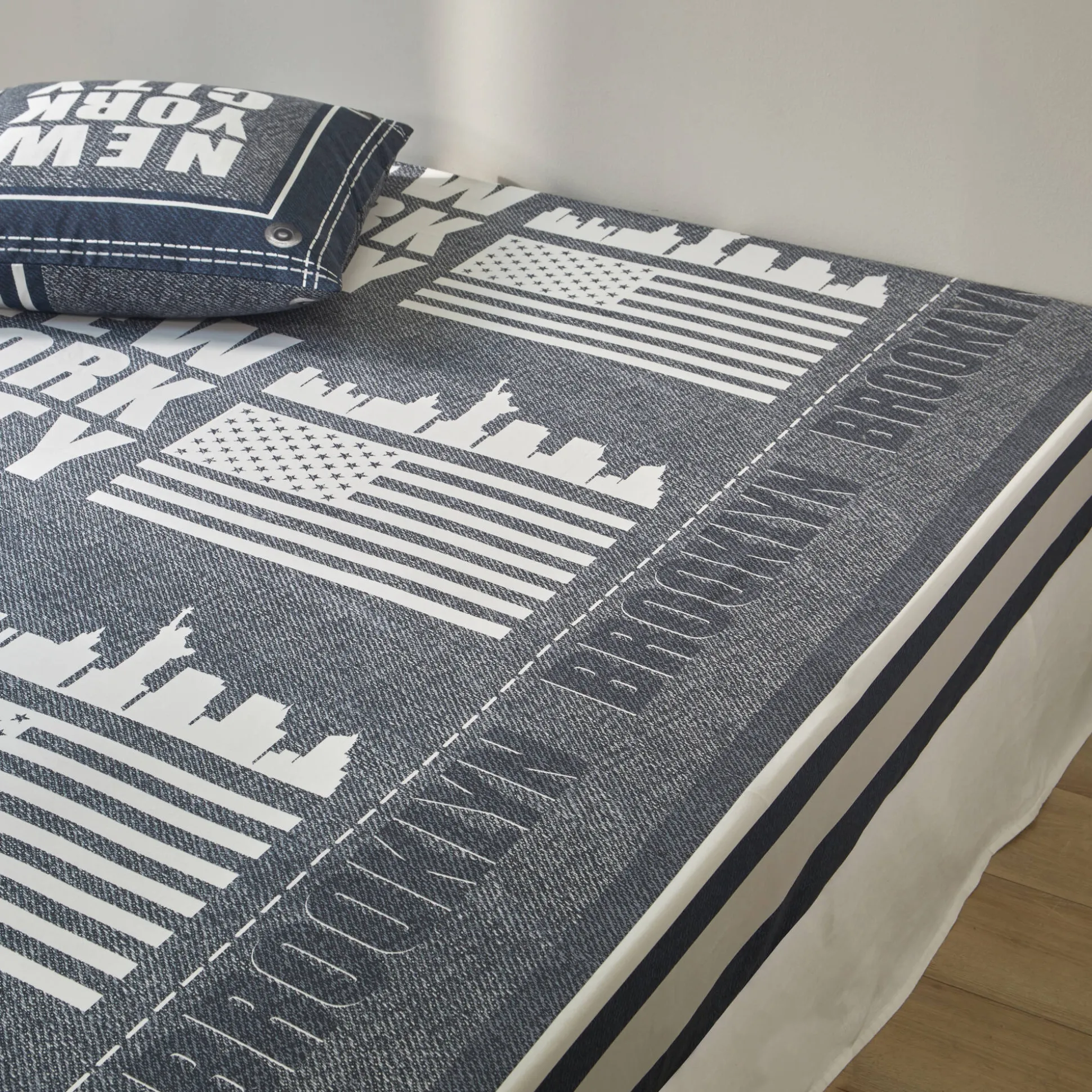Bedlinnen Manhattan, in bedrukt polykatoen met New York print