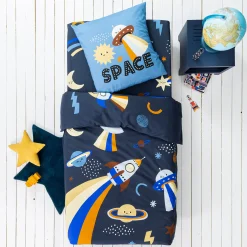 Bedlinnen voor kids, Galaxy met kattenprint, 1 persoon - katoen