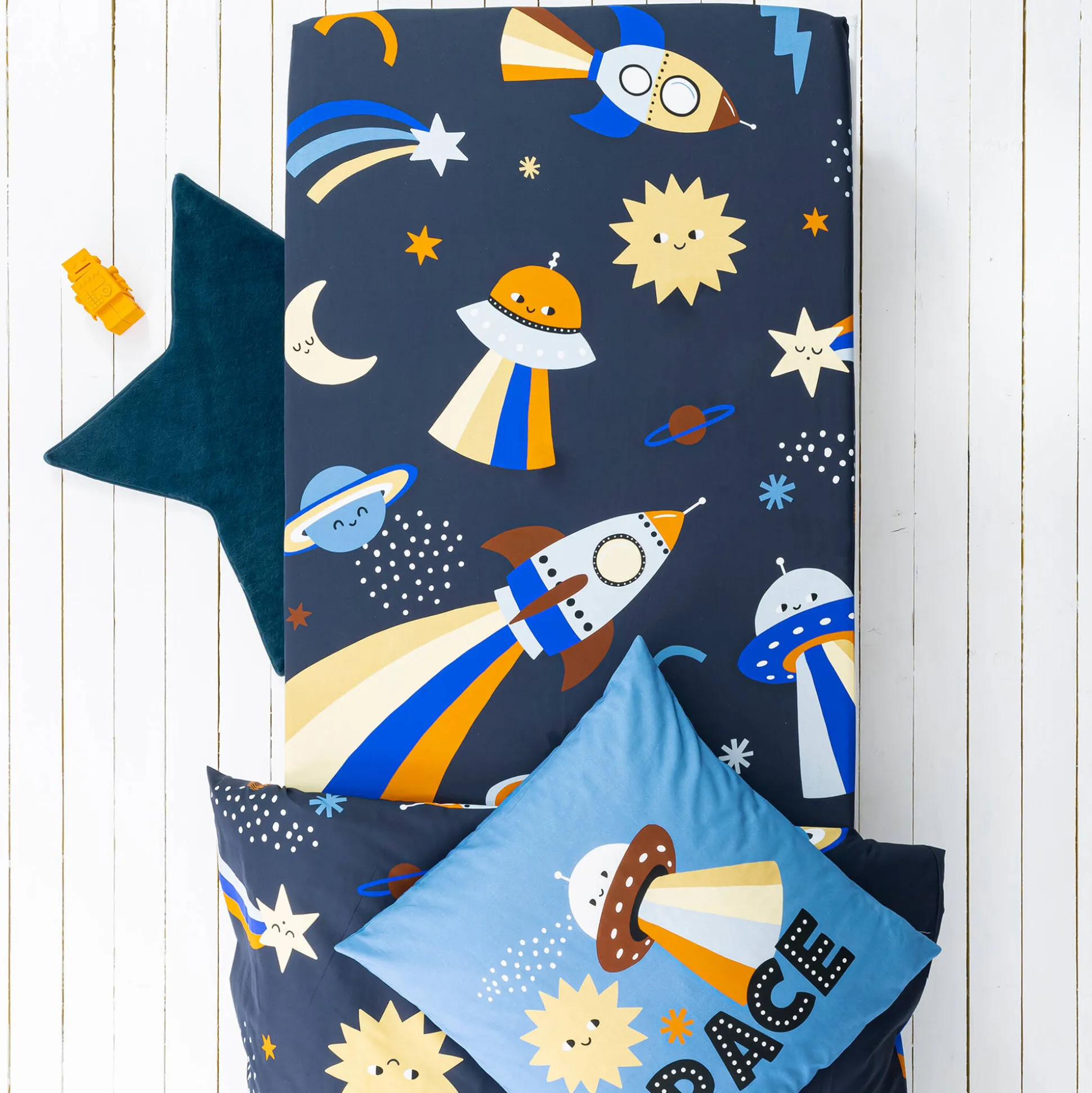 Bedlinnen voor kids, Galaxy met kattenprint, 1 persoon - katoen
