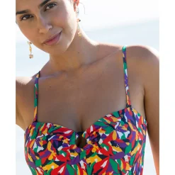 Bedrukt badpak met bustier, Toboki - verwijderbare bandjes