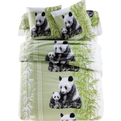 Bedrukt bedlinnen Pandas in polykatoen