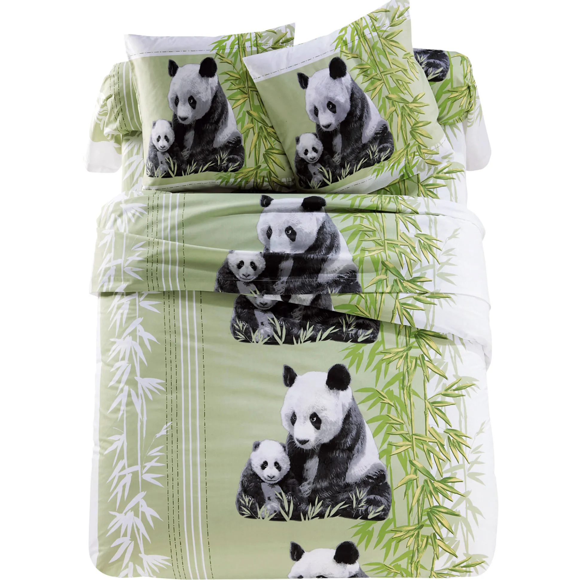 Bedrukt bedlinnen Pandas in polykatoen