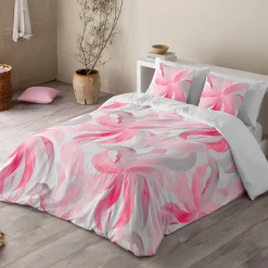 Bedrukt bedlinnen Rosa - katoen
