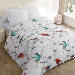 Bedrukt dekbed in katoen Oiseaux 200 g/m2