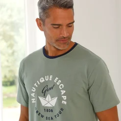 Bedrukt pyjamashirt met korte mouwen