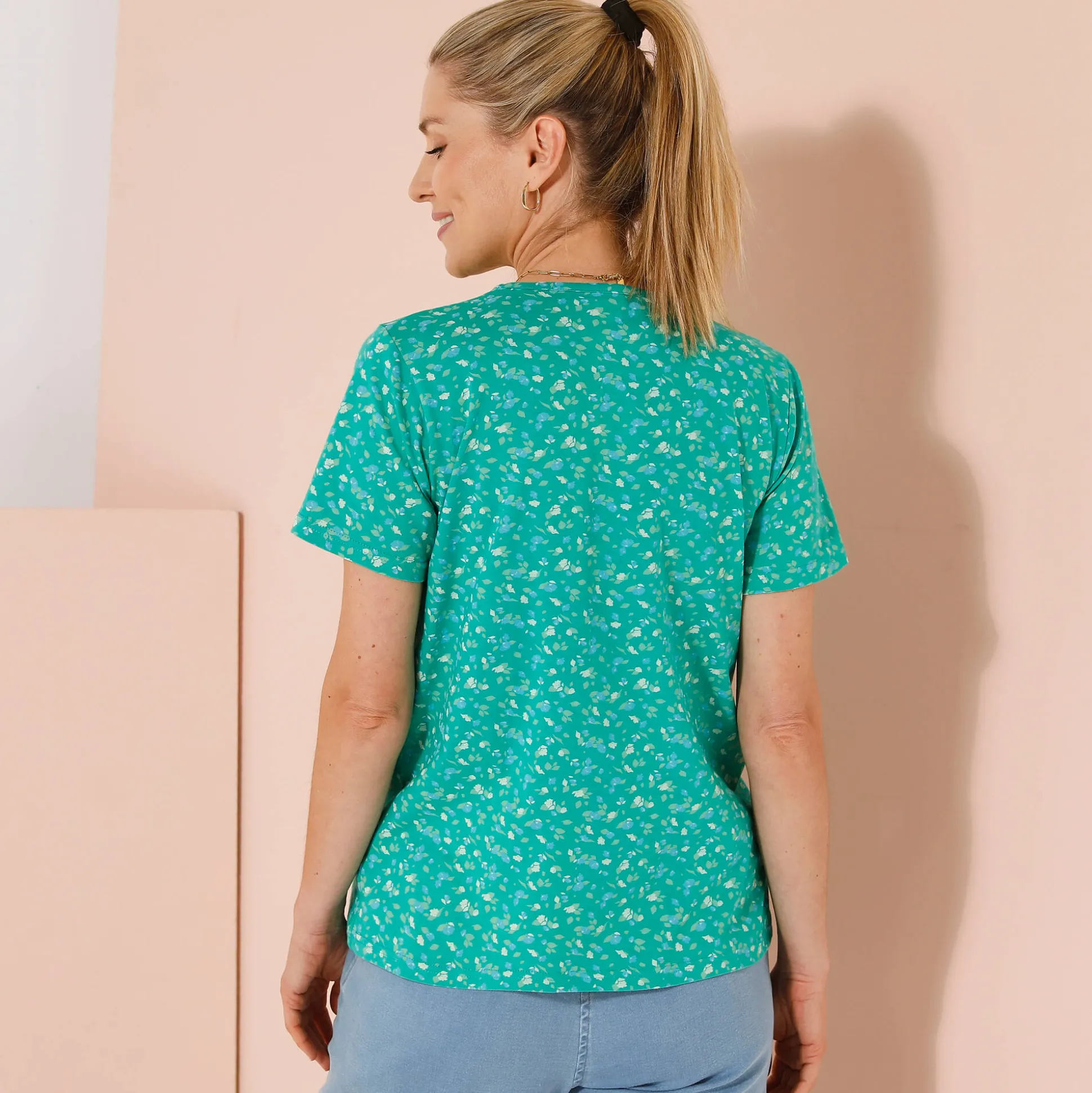 Bedrukt T-shirt met korte mouwen