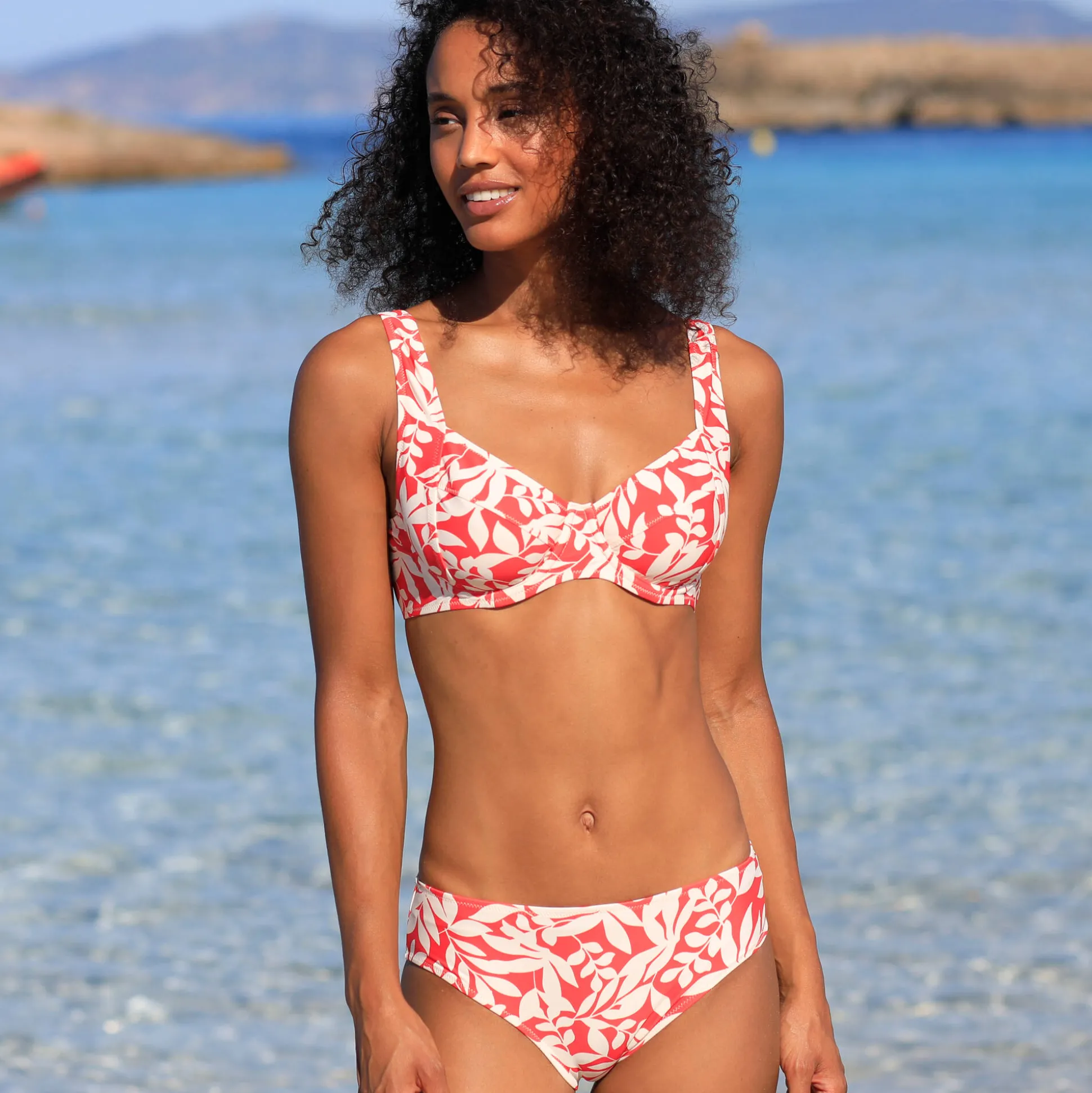 Bedrukte bikinislip in midimodel Linao