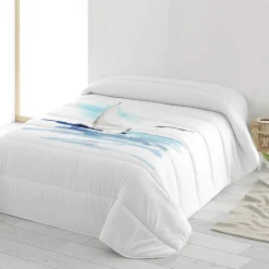 Bedrukte, gematelasseerde bedsprei Zee