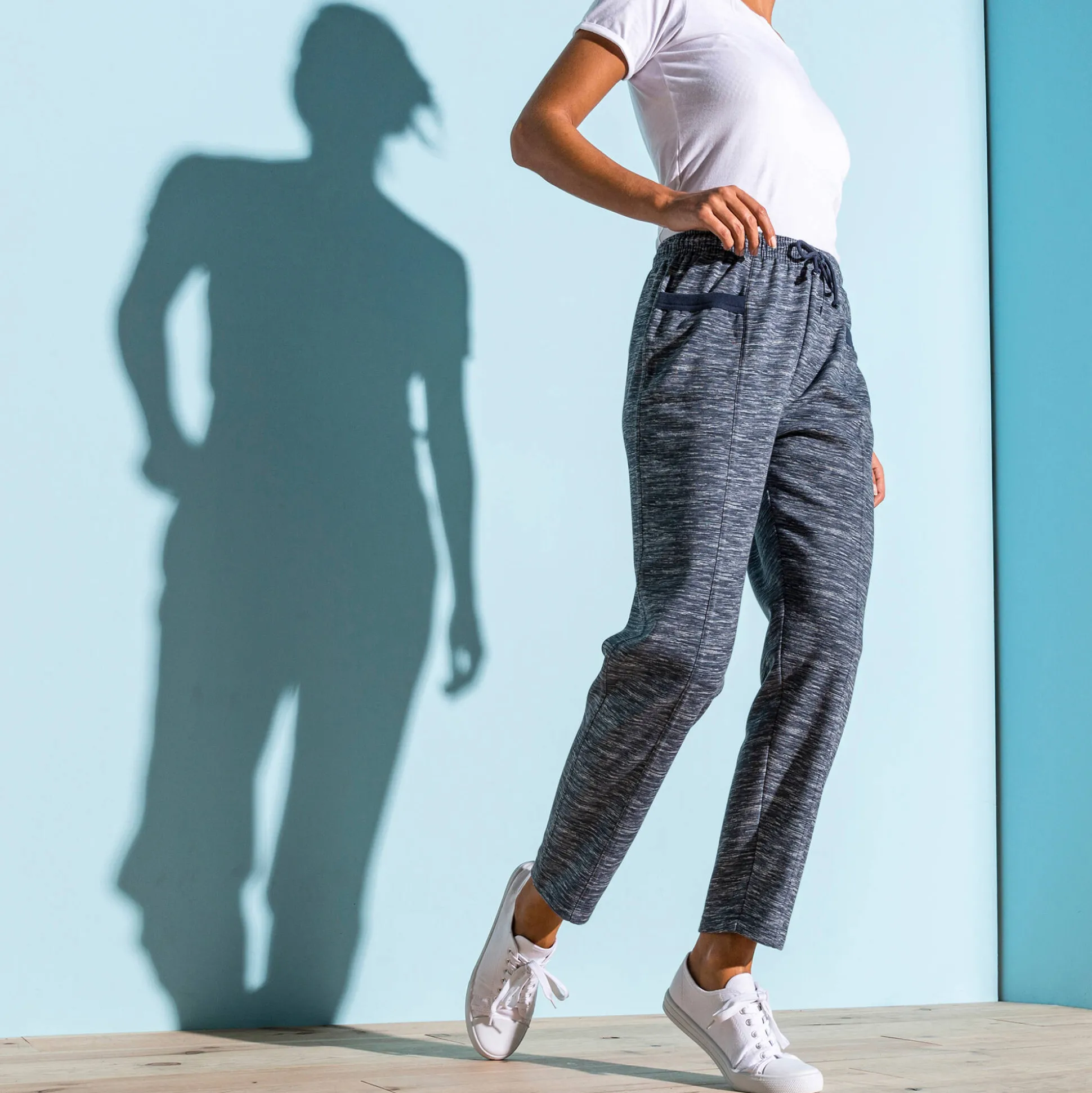 Bedrukte joggingbroek in geruwd molton