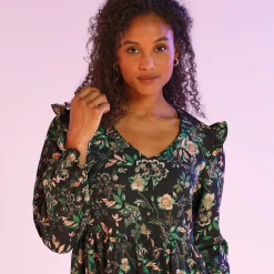 Bedrukte jurk met baan onder de cups, gerecycleerd polyester(1)