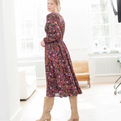 Bedrukte midi-jurk, soepele viscose