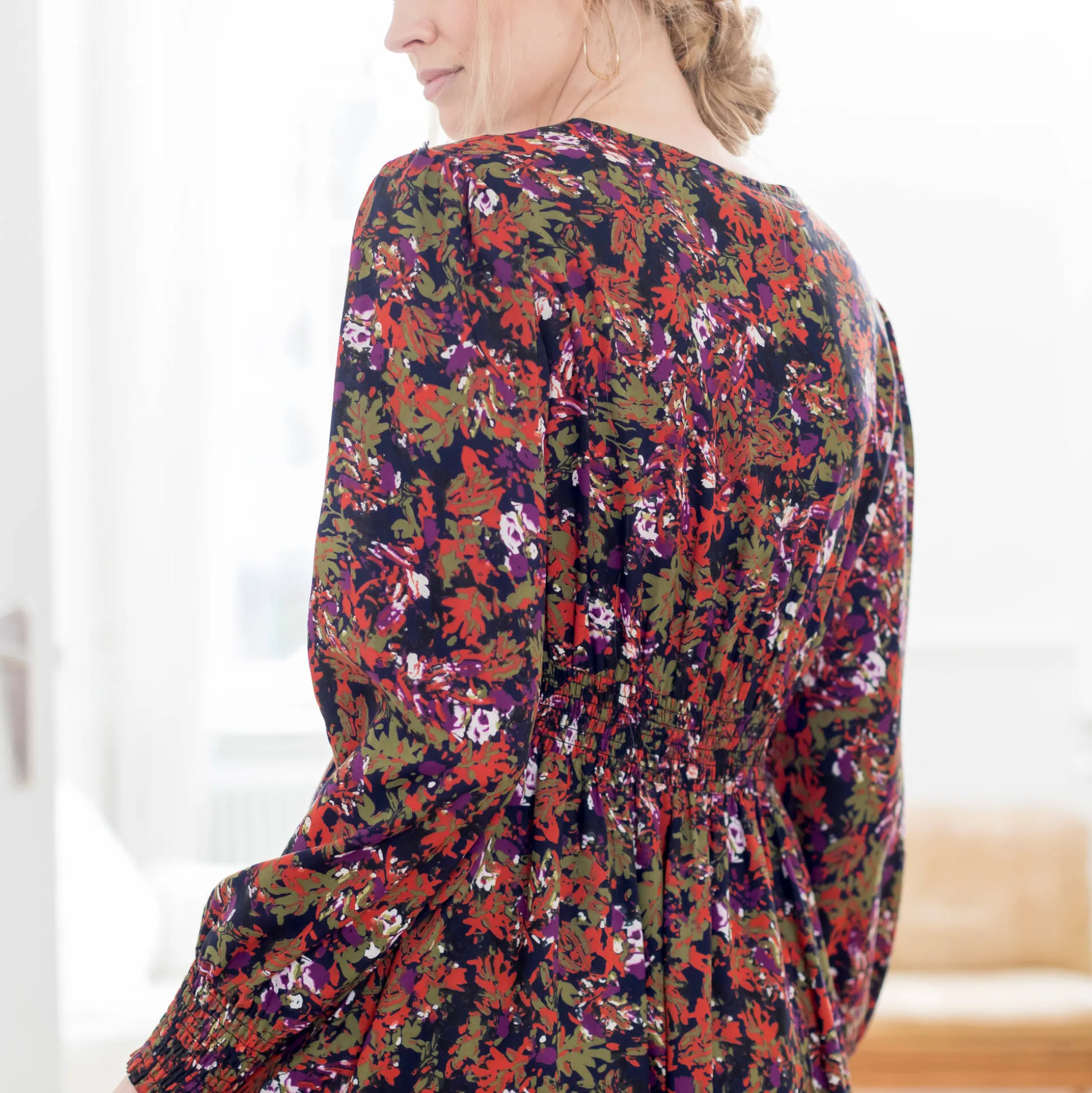 Bedrukte midi-jurk, soepele viscose