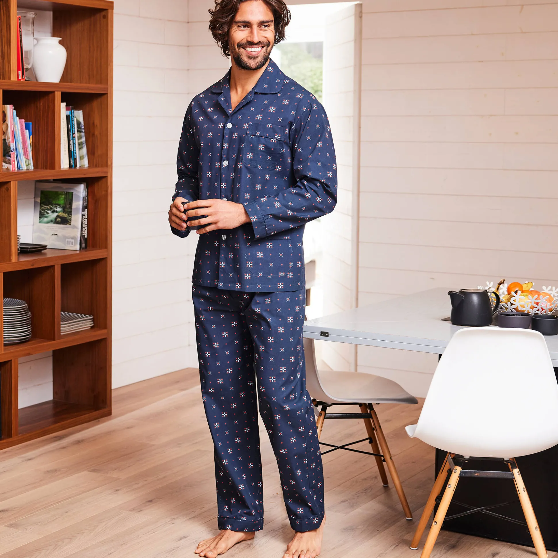 Bedrukte pyjama in popeline van polyester/katoen