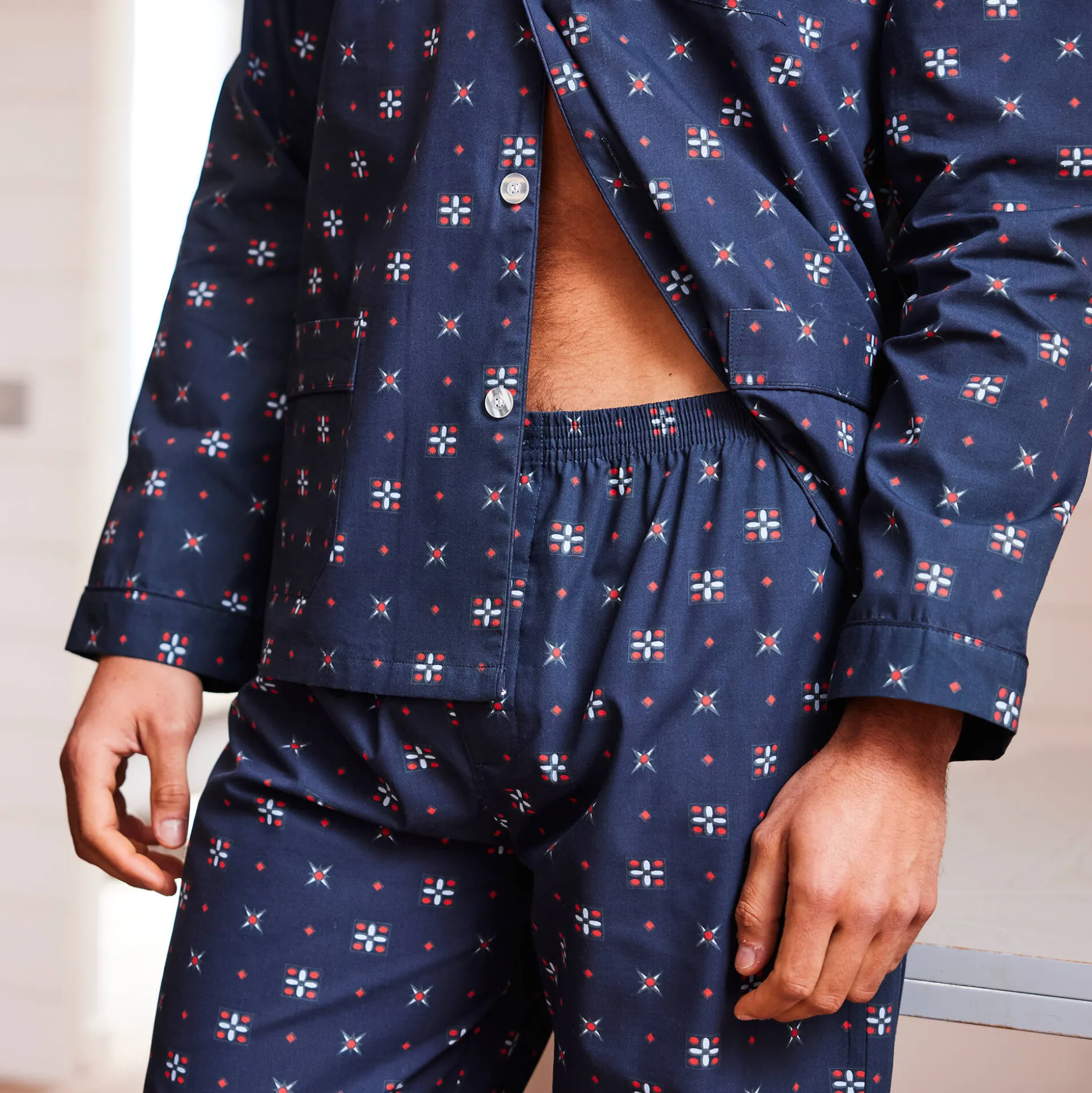 Bedrukte pyjama in popeline van polyester/katoen