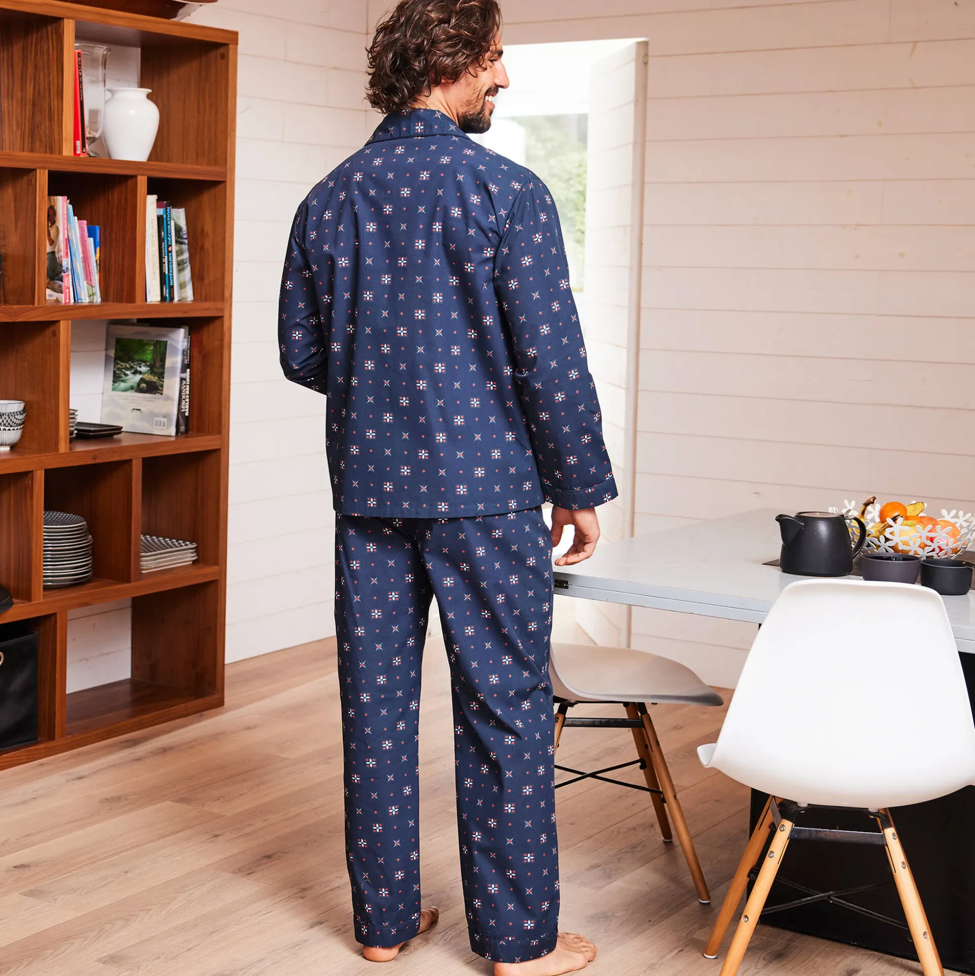 Bedrukte pyjama in popeline van polyester/katoen