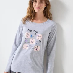 Bedrukte pyjama met bijpassend tasje