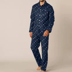 Bedrukte pyjama met knopen, in flanel