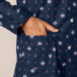 Bedrukte pyjama met knopen, in flanel