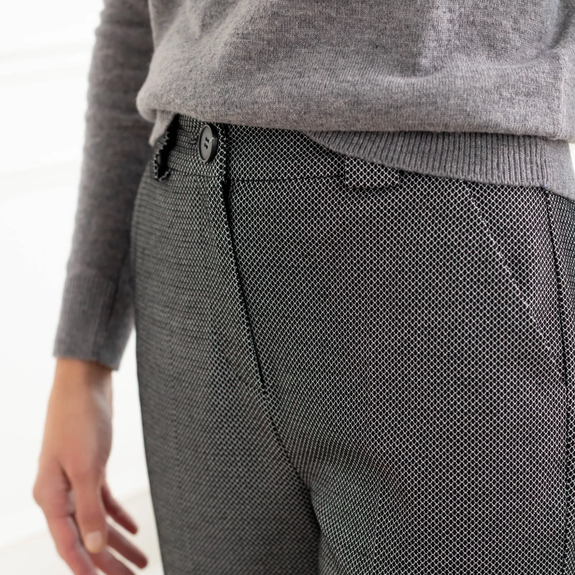 Bedrukte slimbroek, miilanotricot