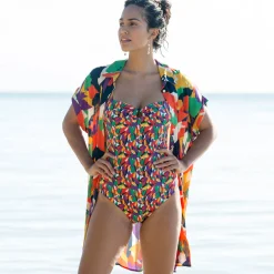 Bedrukte strandjurk, crepon