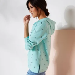Bedrukte sweater met kap in molton